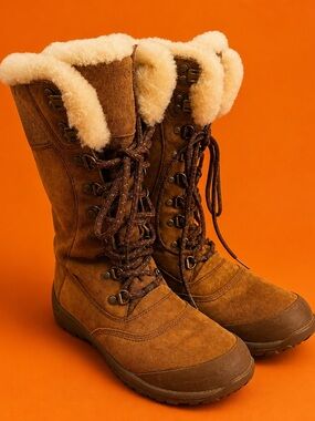 Caterpillar Brown Lace-Up Faux Shearling Winter Boots